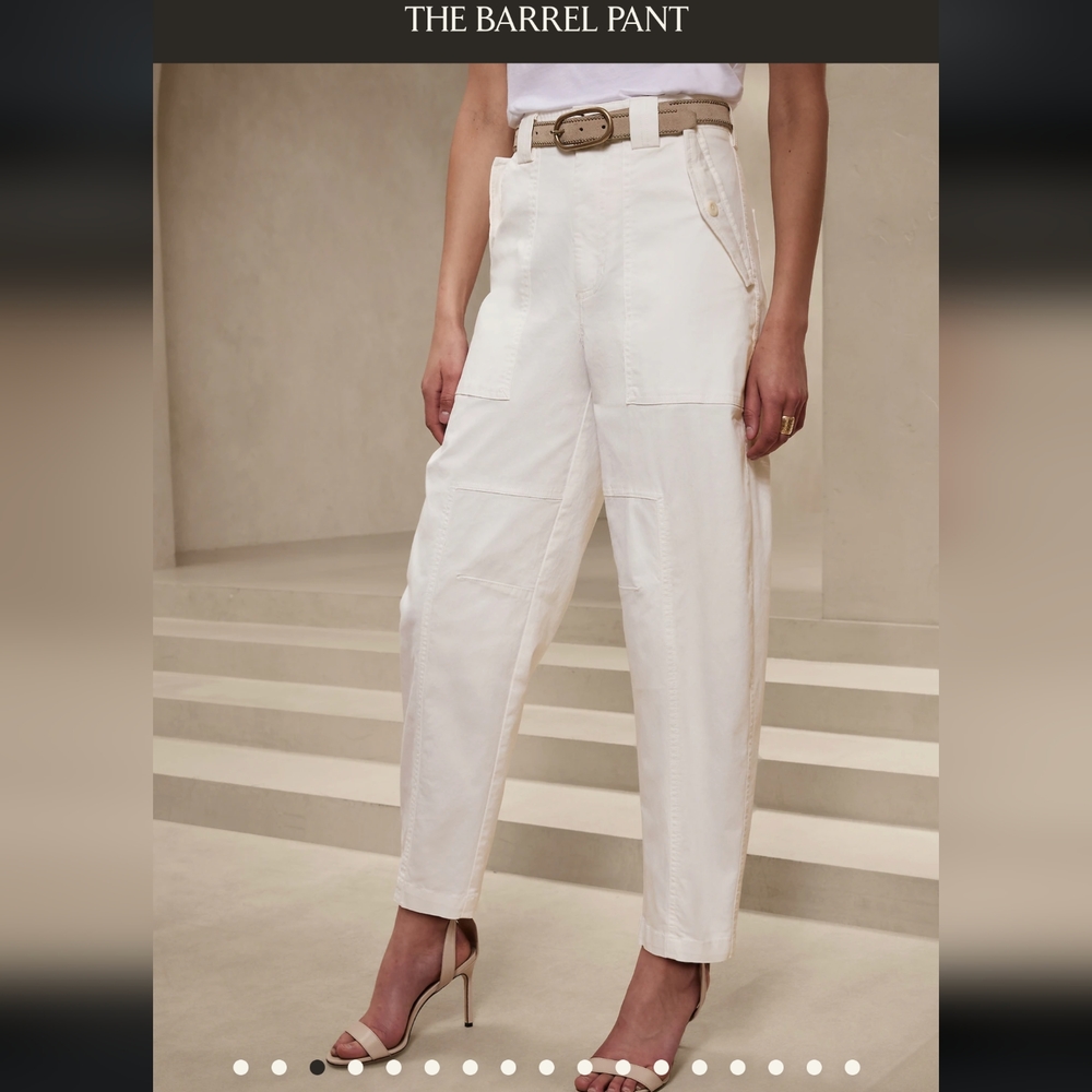 BNWT Banana Republic cotton barrel pant, cream white, Size 8 Petite